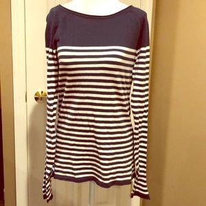 Navy & white striped top H&M size medium